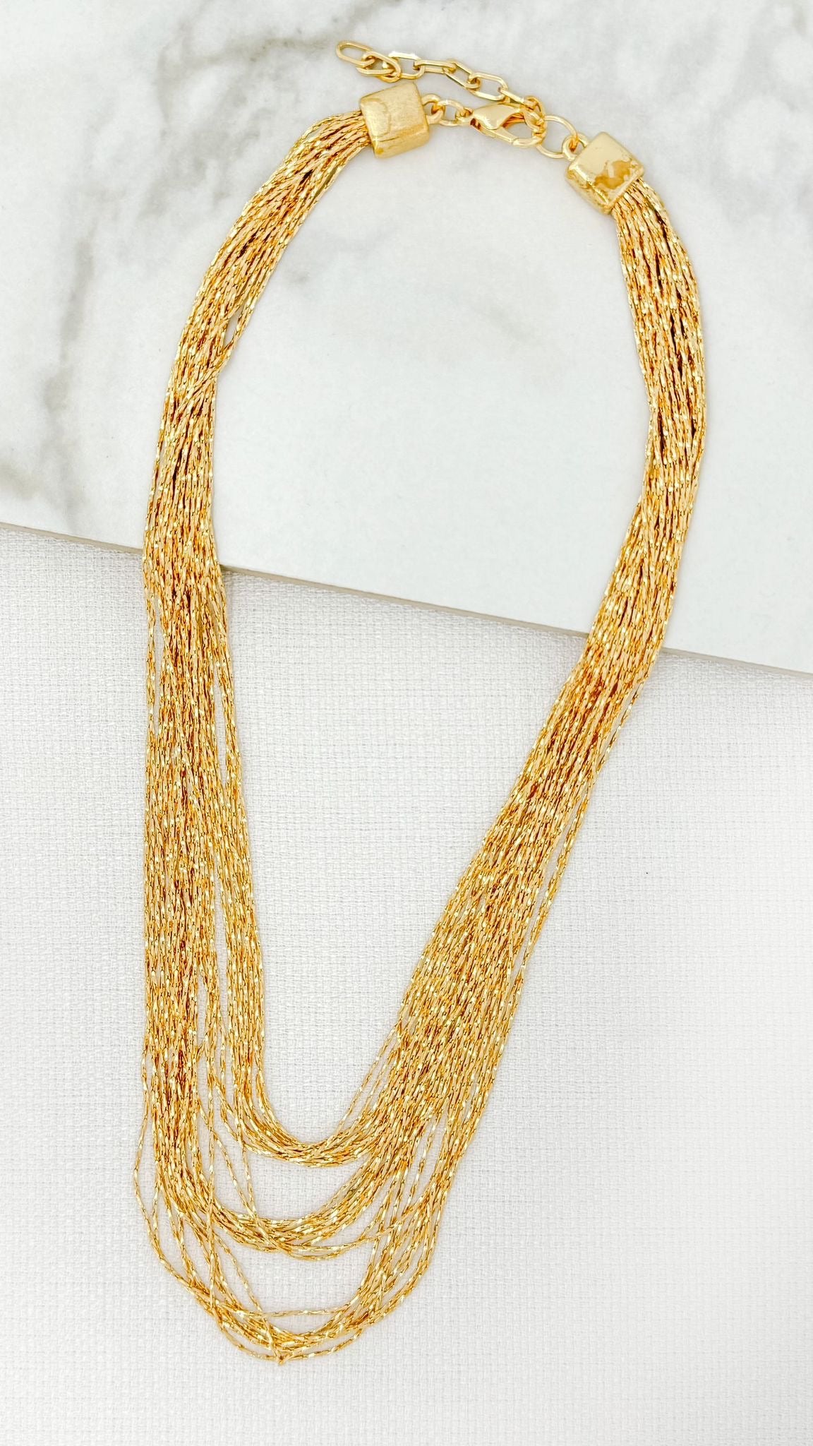 ENVY Short Gold Multi Strand Necklace