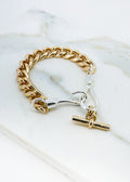 ENVY Gold Chain Bracelet with Silver Hock and Gold T-Bar