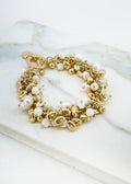 ENVY Gold and White Cluster T-Bar Bracelet