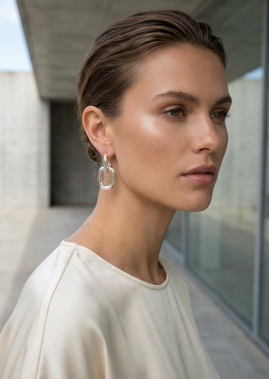 ENVY Silver Square Hoop Earring