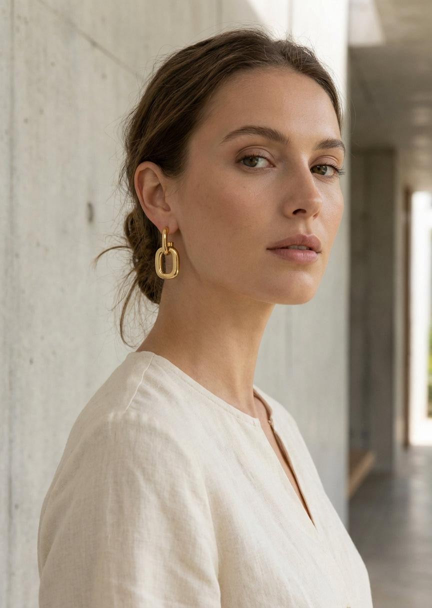 ENVY Gold Square Hoop Earring