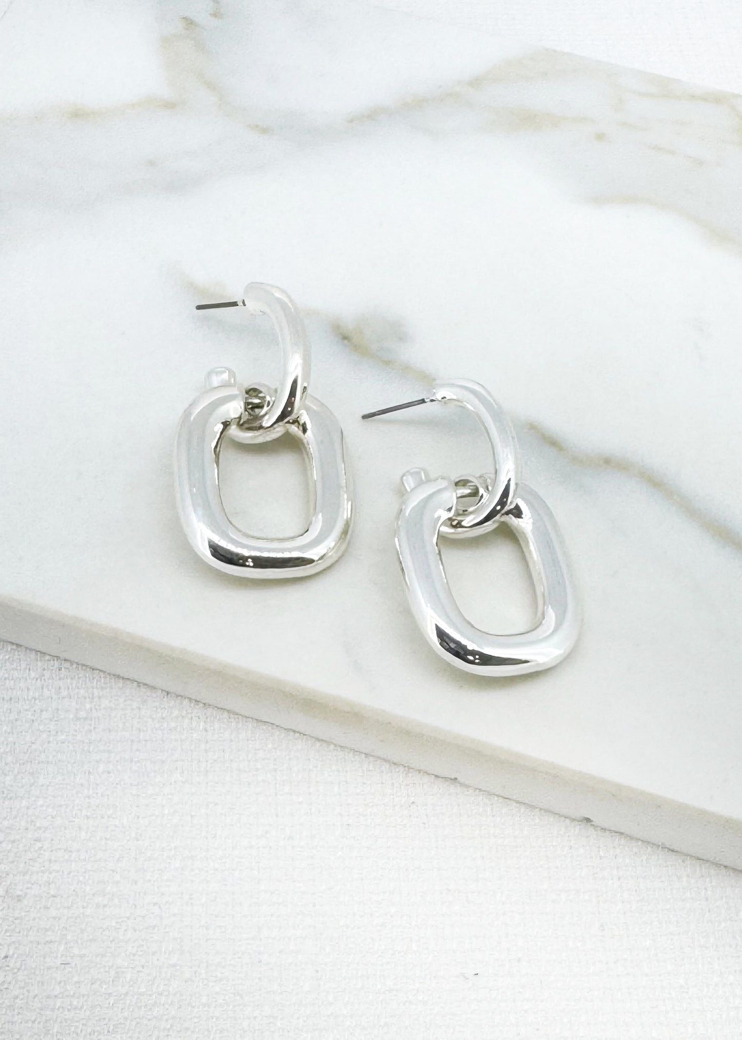 ENVY Silver Square Hoop Earring