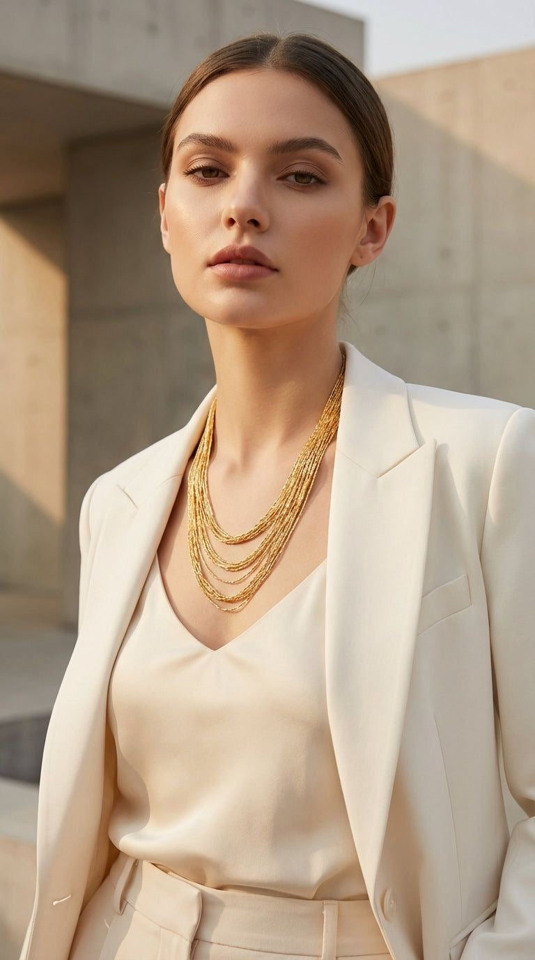 ENVY Short Gold Multi Strand Necklace