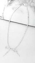 ENVY Short Silver Bow Necklace