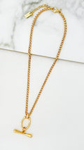 ENVY Short Gold T-Bar Necklace