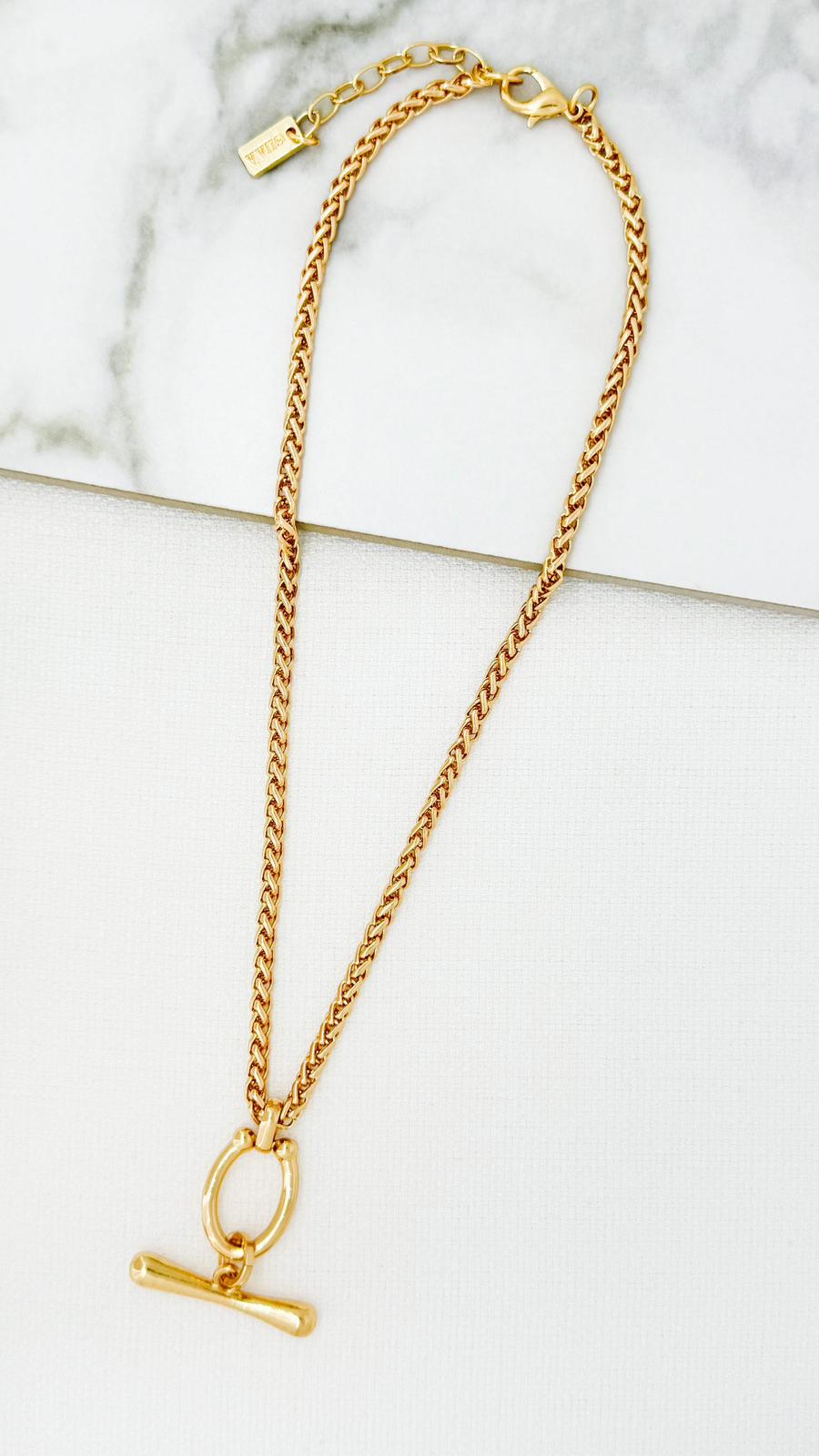 ENVY Short Gold T-Bar Necklace