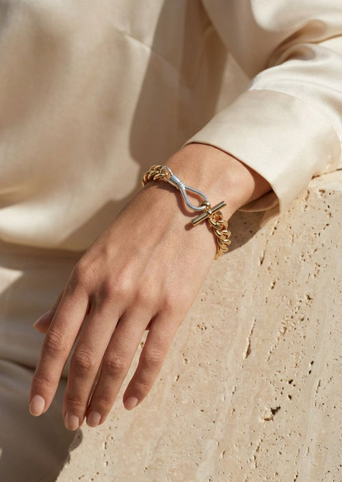 ENVY Gold Chain Bracelet with Silver Hock and Gold T-Bar