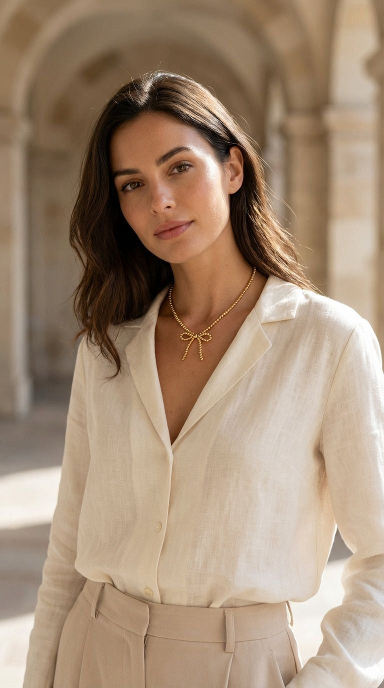 ENVY Short Gold Bow Necklace