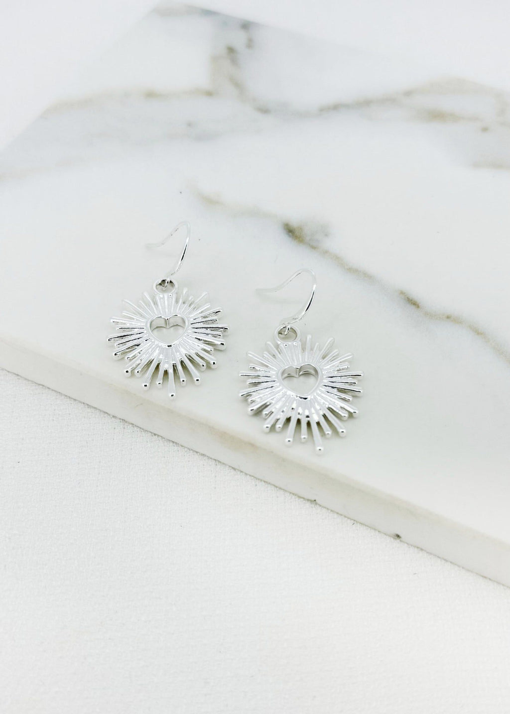 ENVY Silver Heart Pendant Dropper Earring