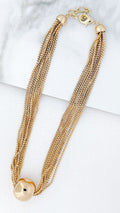 ENVY Short Gold Multi Chain Necklace with Large Ball Pendant