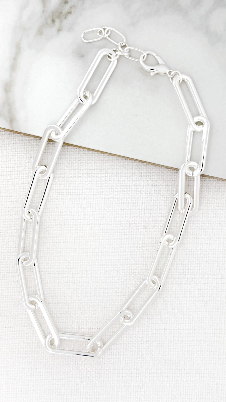 ENVY Short Silver Large Link Necklace