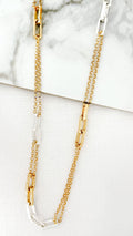 ENVY Long Gold Chain Necklace with Larger Silver and Gold Links