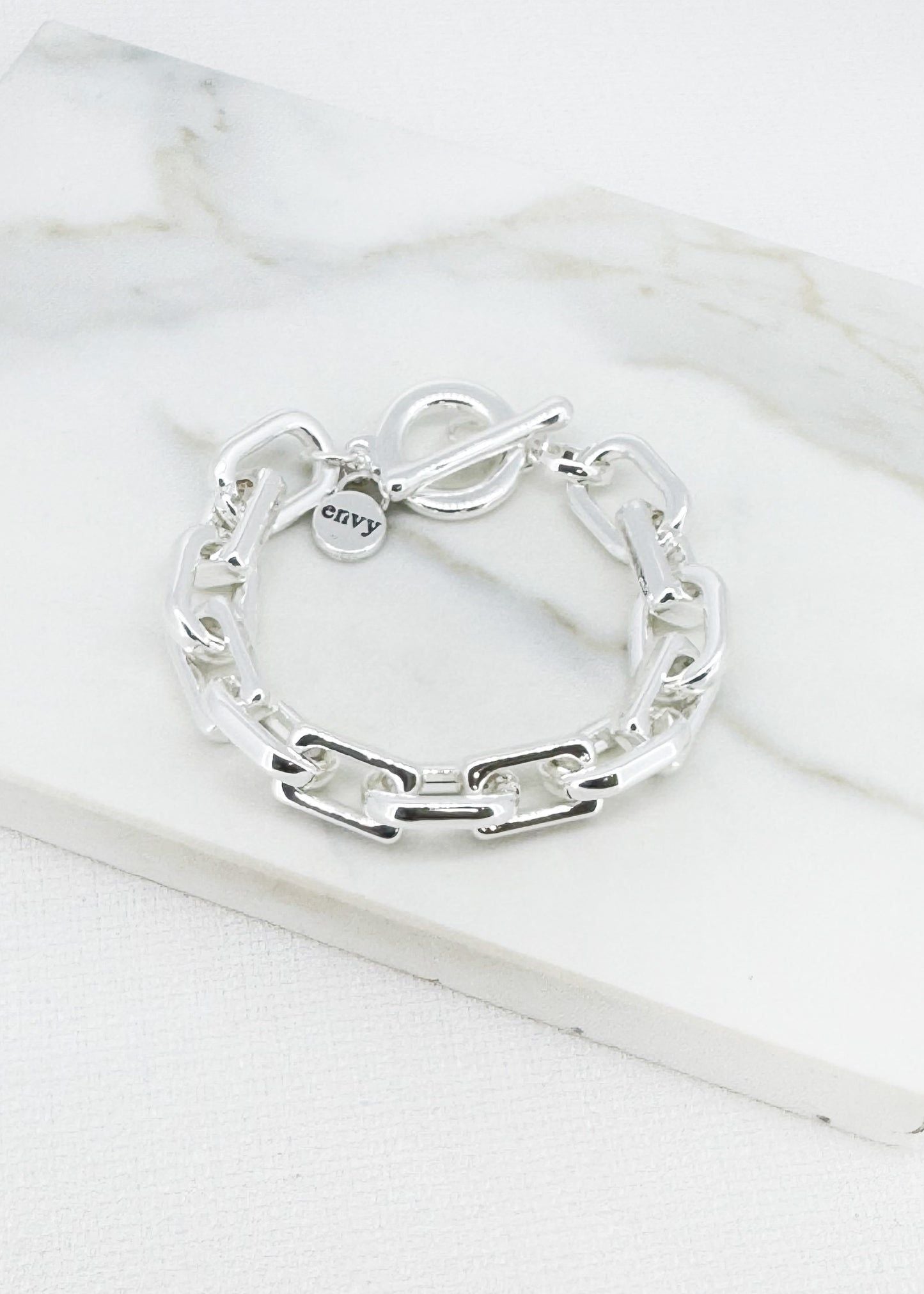 ENVY Silver Large Link T-Bar Bracelet